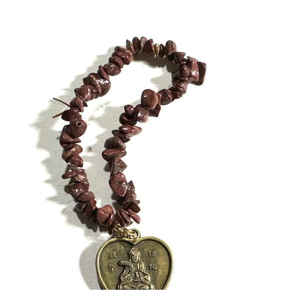 Chinese Horoscope Rat Sign Charm Bracelet Natural Dark Brown Stone Chips - Picture 4 of 4